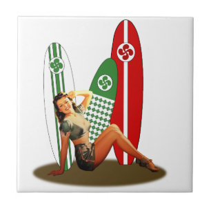 Pin-up girl Basque France Ceramic Tile