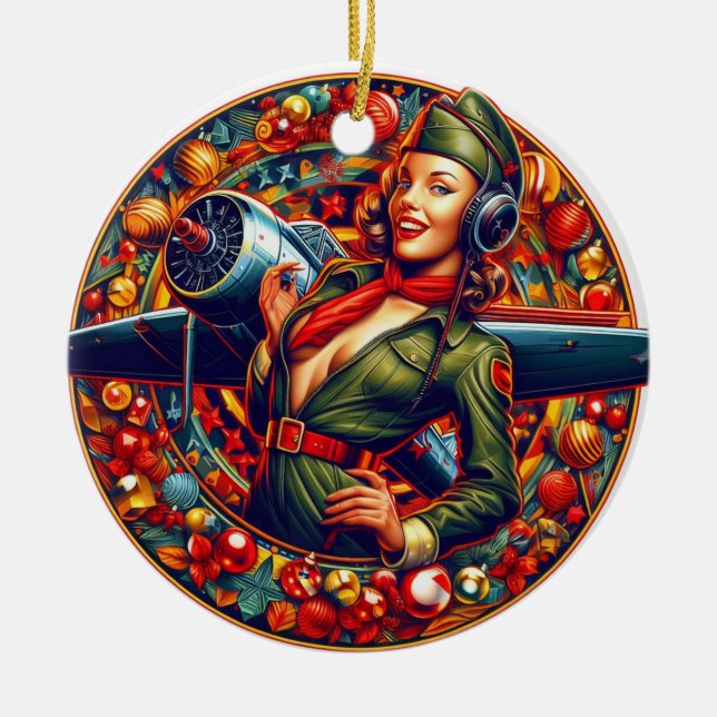 Pin-up Girl Christmas Ornament (Front)