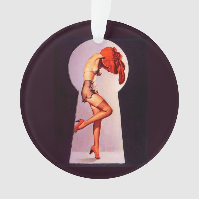 Pin Up Girl Keyhole Ornament (Front)