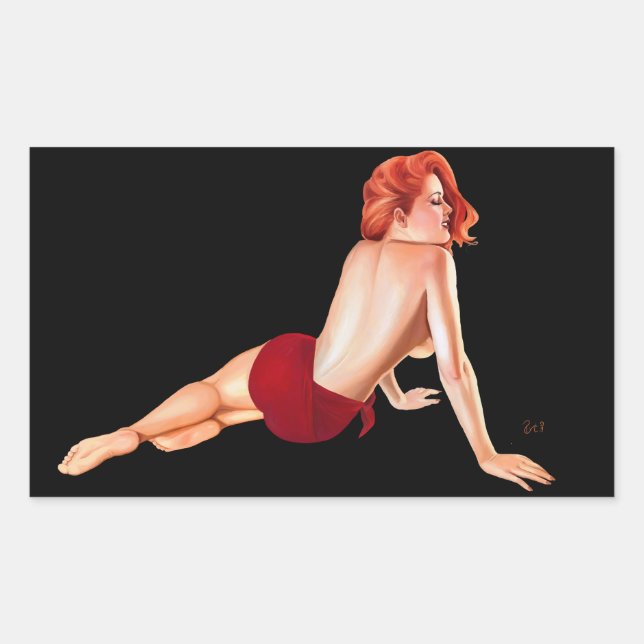 Pin-up Girl, Red Passion (sticker) Rectangular Sticker (Front)