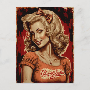 Pin-Up Girl Retro Postcard - Vintage Style