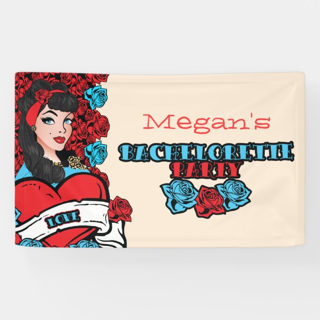 Pin-up Girl, Rock-a-Billy party Banner (Horizontal)