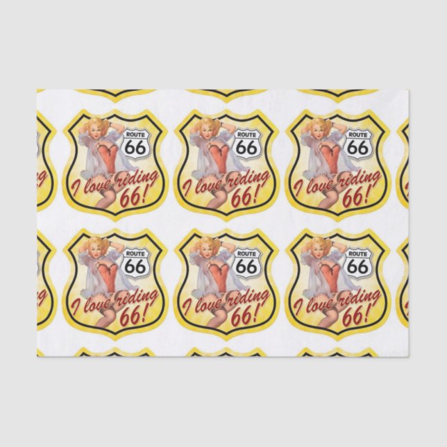 Pin Up Girl Route 66 Tissue Paper (Front)