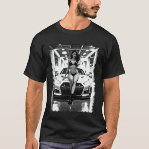 Pin-up Girl Sports Car Tee - Hot Asian Girl & Spor