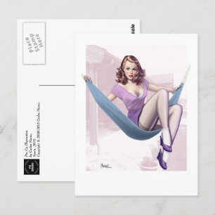 Pin-Up Girl with Urban Background Postcard