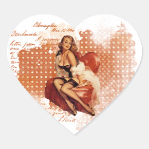 Pin up heart sticker