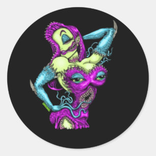 Pin-Up Monster Classic Round Sticker