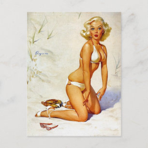 Pin-Up on the Beach Postcard