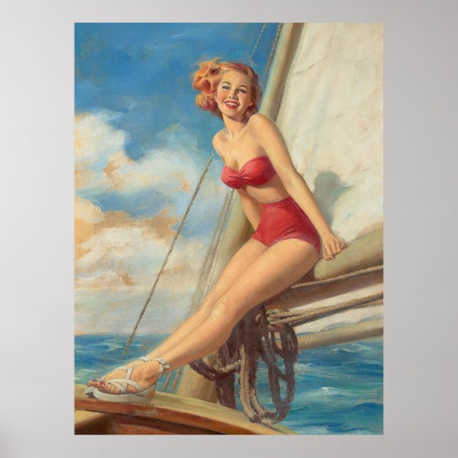 Pin-Up Sailing Pretty Art Poster (Front)