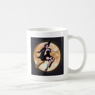 Pin-Up Witch Against a Harvest Moon Coffee Mug