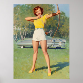 Pin-Up with Bow and Arrow Art Poster
