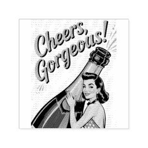 Pin-Up Woman and "Cheers, Gorgeous!" Text Self-inking Stamp