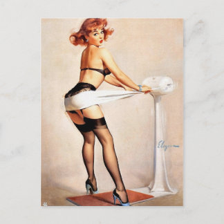 Pin-Up Working Out Postcard