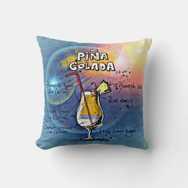 Pina Colada Cocktail (#5 of 12 Drink Recipe Sets) Cushion (Front)