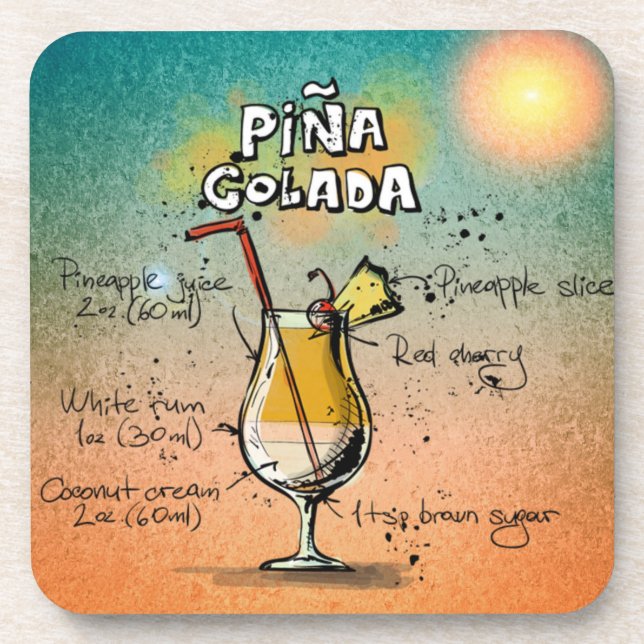 Pina Colada Cocktail Drink Coaster (Front)