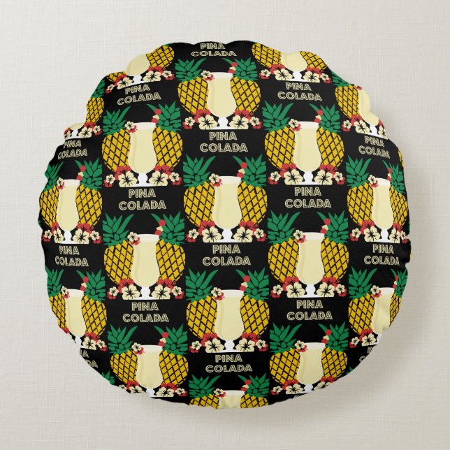 Piña Colada Cocktail Drink   Round Cushion (Front)