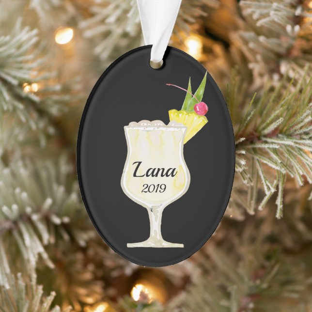 Pina Colada Cocktail Personalized Ornament (Tree)