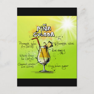 Pina Colada Cocktails Recipe Postcard