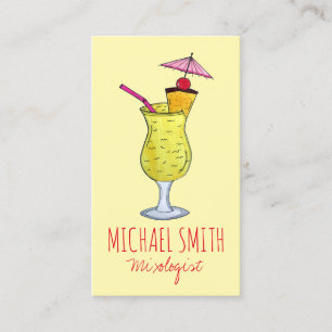 Pina Colada Drink Cocktail Bartender Mixologist Business Card