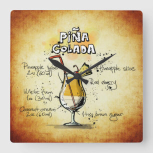 Pina Colada Drink Recipe Wall Clock