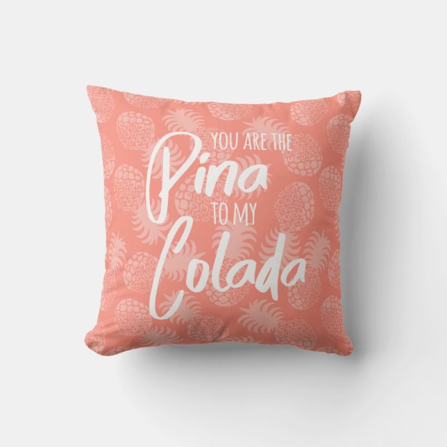 Pina Colada Hawaiian Pineapple Coral Reversible Cushion (Front)