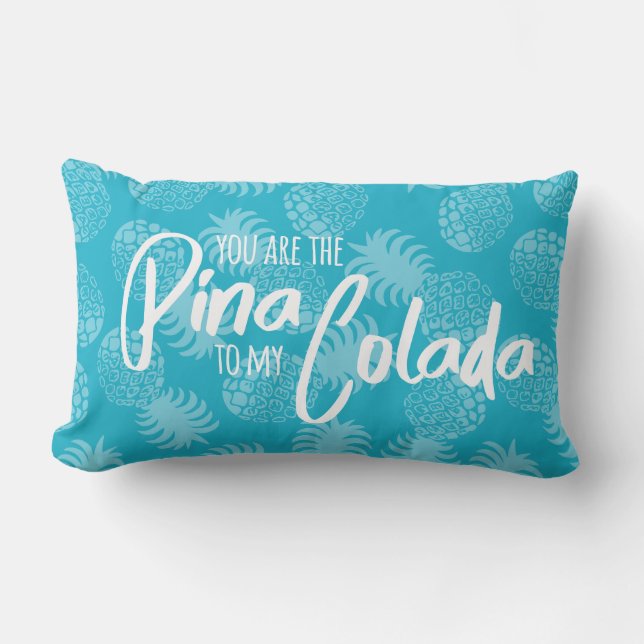 Pina Colada Hawaiian Pineapple Teal Reversible Lumbar Cushion (Front)