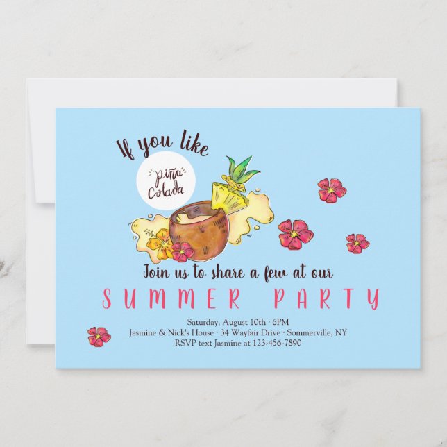 Piña Colada Party Invitations (Front)
