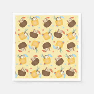 Pina Colada Pineapple Coconut Dogs Pattern Napkin