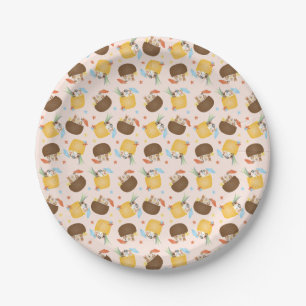 Pina Colada Pineapple Coconut Dogs Pattern Paper Plate