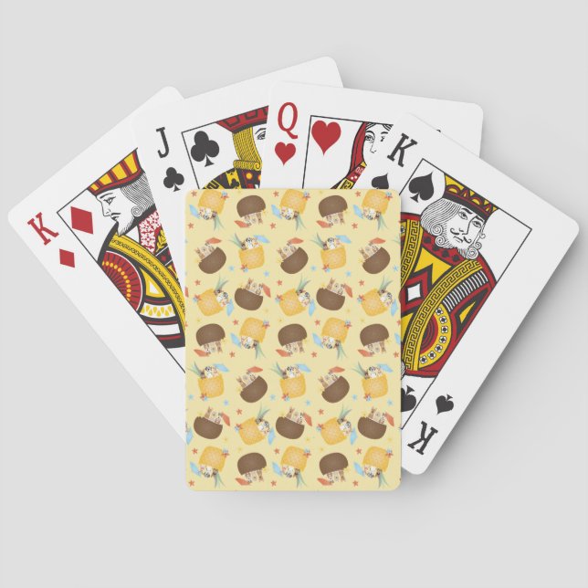 Pina Colada Pineapple Coconut Dogs Pattern Playing Cards (Back)