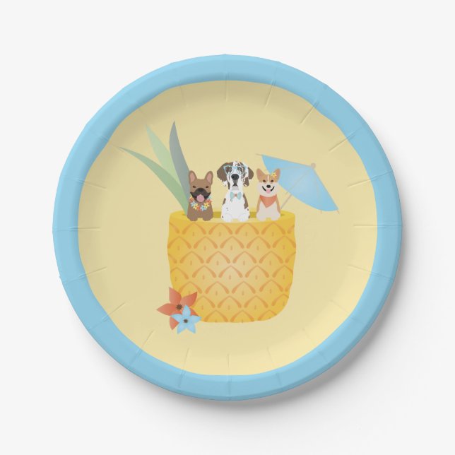 Pina Colada Pineapple Dogs Paper Plate (Front)