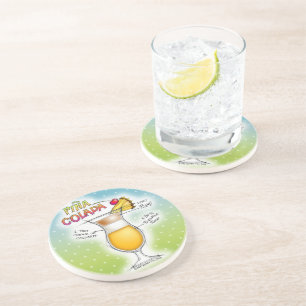 PINA COLADA RECIPE COCKTAIL ART COASTER