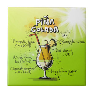 Pina Colada Recipe - Cocktail Gift Ceramic Tile