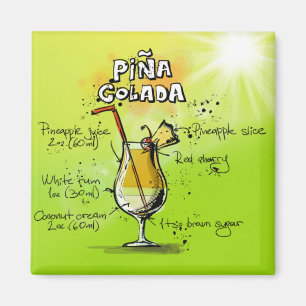 Pina Colada Recipe - Cocktail Gift Magnet