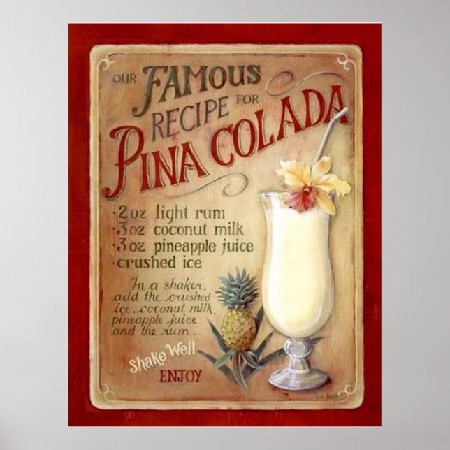 Pina colada recipe poster (Front)