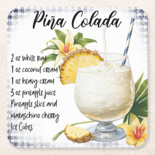 Pina Colada Square Paper Coaster