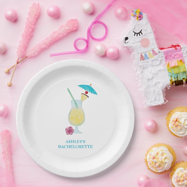 Piña Colada Tropical Wedding Bridal Shower  Paper Plate (Party)