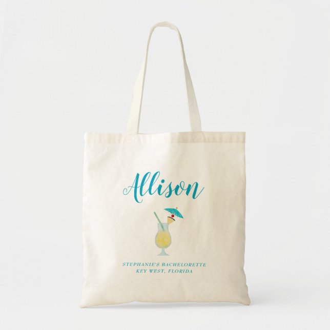 Piña Colada Tropical Wedding Bridesmaid Tote Bag (Front)
