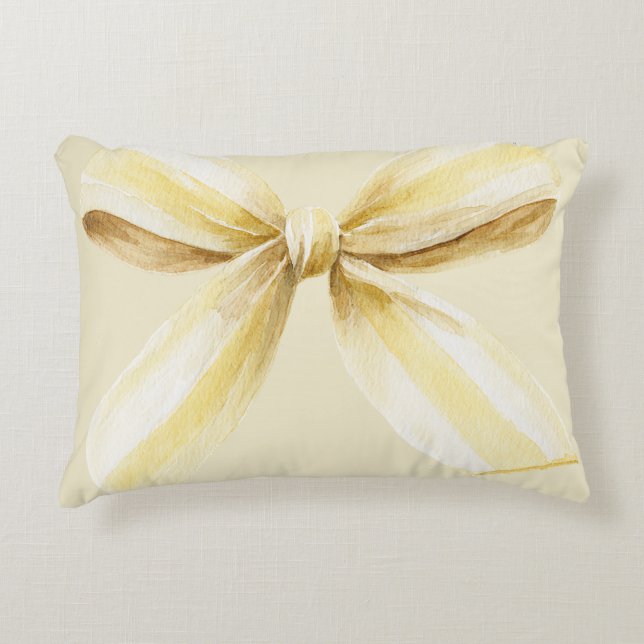 Pina Colada Yellow Bow Decorative Cushion (Front)