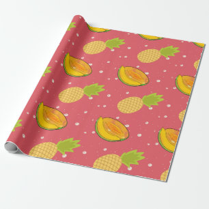piña, papaya fruit pattern  wrapping paper