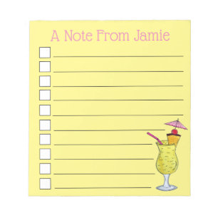 Pina Piña Colada Puerto Rican Pineapple Cocktail Notepad