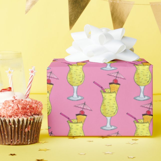 Pina Piña Colada Puerto Rican Pineapple Cocktail Wrapping Paper (Birthday Party)