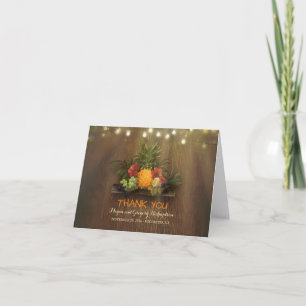 Pinapple Tropical Floral Beach Wedding Thank You Card