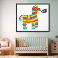 Piñata Donkey HOLA Watercolor Art