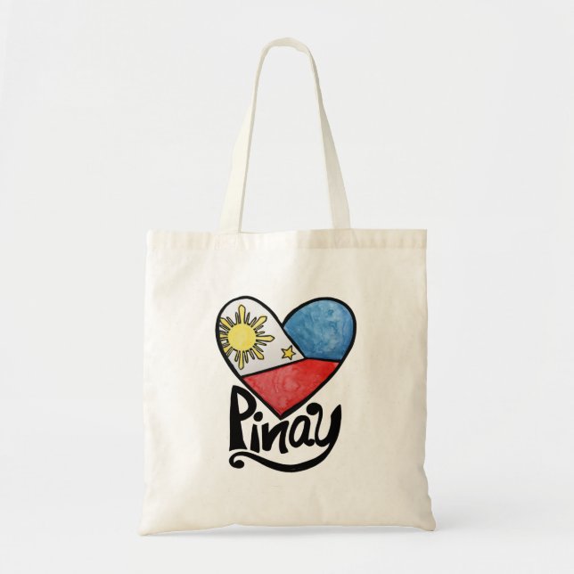 Pinay Philippines Flag Heart Filipina              Tote Bag (Front)