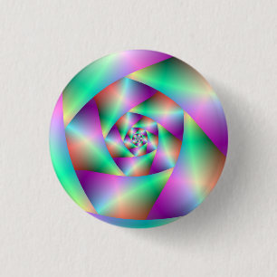 Pinback Button Spiral in Turquoise and Pink