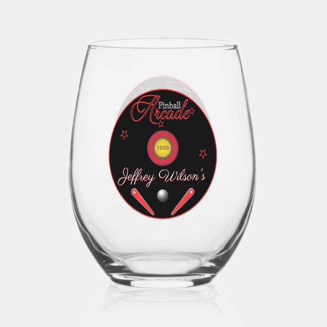 Pinball Arcade Drinkware Cocktail  Stemless Wine Glass (Front)