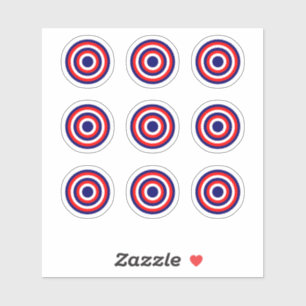 Pinball Blue/Red/White Bullseye Round Sticker