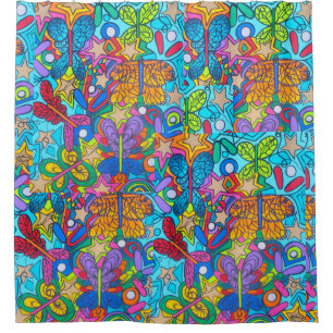 Pinball Brain Butterfly Superstar  Shower Curtain