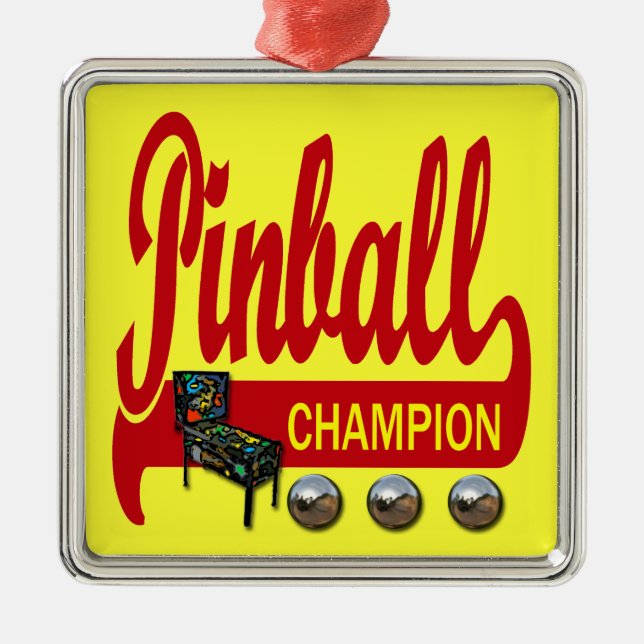 Pinball Champion Metal Ornament (Front)